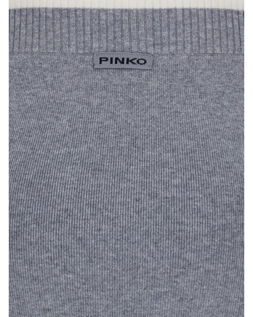Gonna Con Vita Alta A Coste E Patch Logo Sul Retro di Pinko in Gray