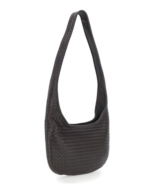 Bottega Veneta Black Crossbody Bag With Top Zip Closure And Intreccio Motif for men