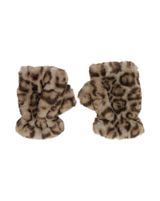 Apparis Brown Ariel Leopard Fingerless Gloves With Leopard Print And Soft Fa