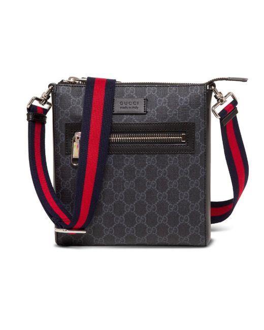 Gucci Red Messenger Crossbody Bag In gg Supreme Fabric for men