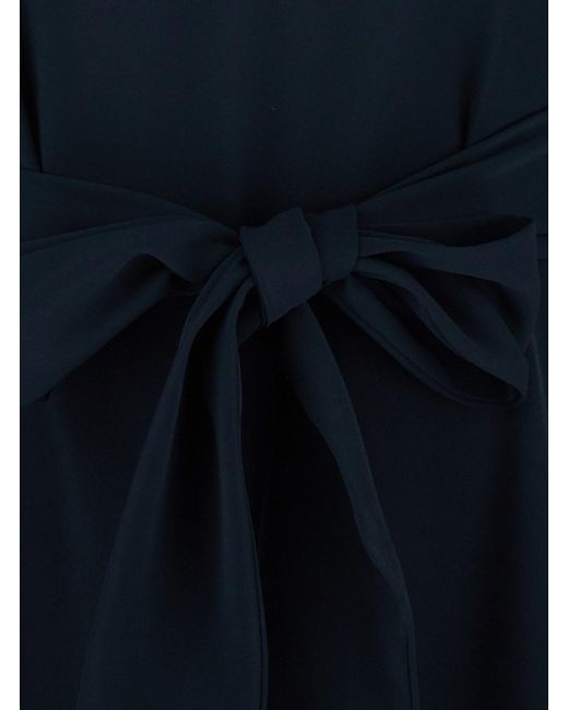 Le Plain Blue Short Dress With Bow On The Front And Keyhole Closure On