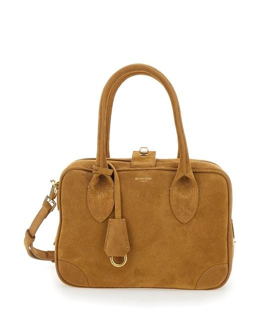 Golden Goose Deluxe Brand Brown 'Vita' Handbag With Antique Brass Metal Details In