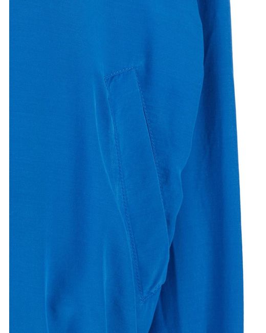 Versace Blue Bomber Jacket Silk
