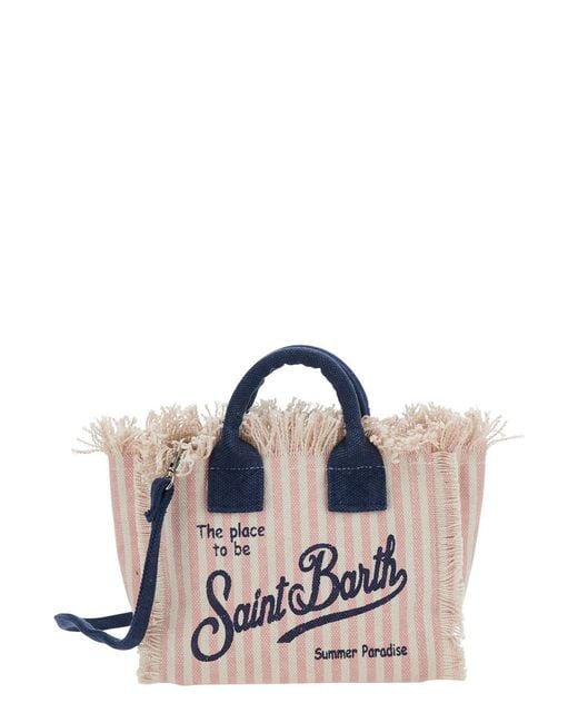 Mc2 Saint Barth Blue 'Vanity Mini' Handbag With Logo On The Front And