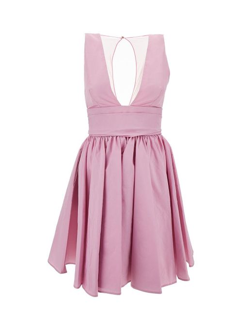 Pinko Pink Mini Dress With Pleated Skirt