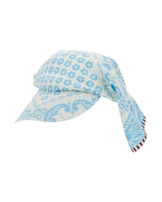 Mantero 1902 Blue 'Zoey' Hat With All-Over Paisley Print