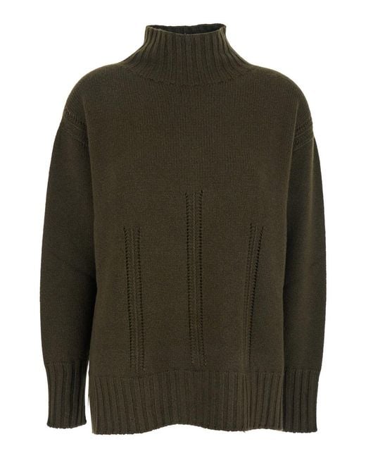 Tom Ford Green Sweater With Mock Neck And Dropped Shoulders