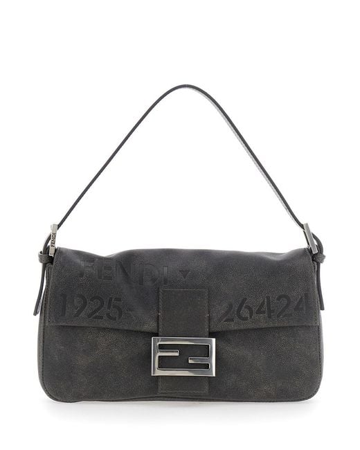 Fendi Black Baguette 26424 Vitello Biker