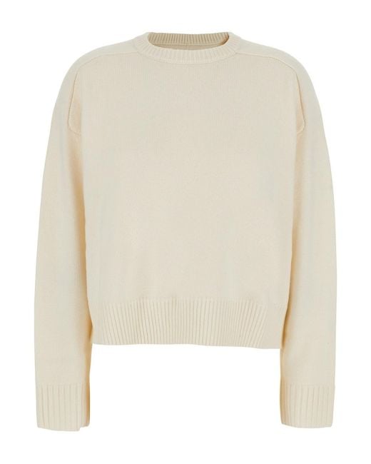 Loulou de Saison White Breha Sweater W/ Piping Is A Sweater With Piping And