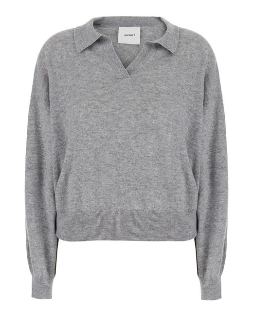 Lisa Yang Gray Katriel Sweater With Crew Neck And Long Sleeves