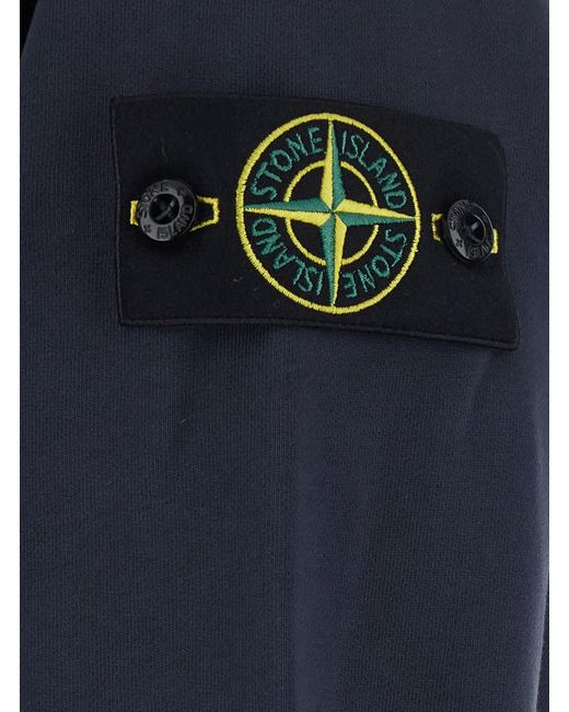 Felpa Girocollo Con Patch Logo Sulla Manica di Stone Island in Blue da Uomo