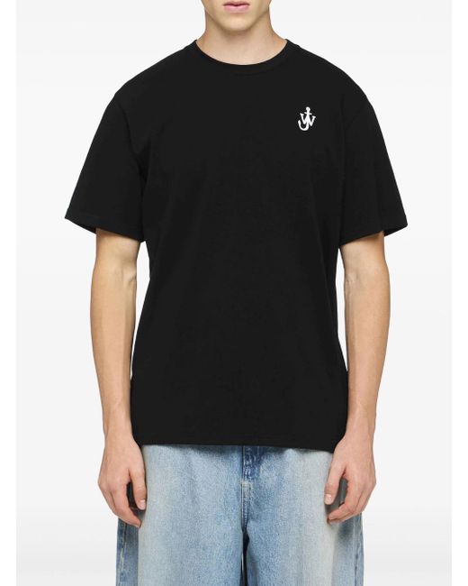 T-Shirt Girocollo Con Ricamo Anchor Sul Fronte di J.W. Anderson in Black da Uomo