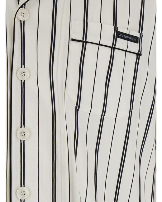 Dolce & Gabbana Multicolor And Long-Sleeved Shirt With Stripe Motif for men