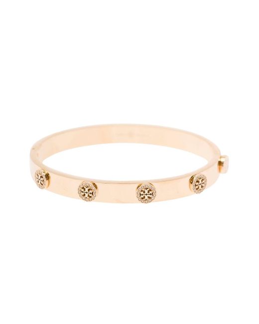 Tory Burch Natural Tone Bracelet With Logo Studs