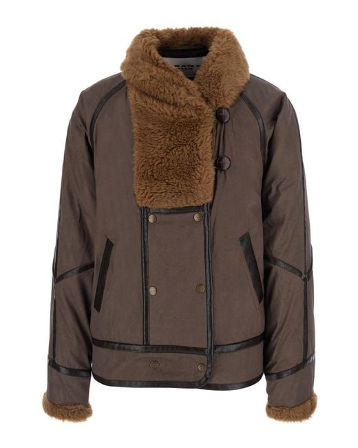 Isabel Marant Brown Jacket Olinka-Gc With High Collar And Long Sleeves