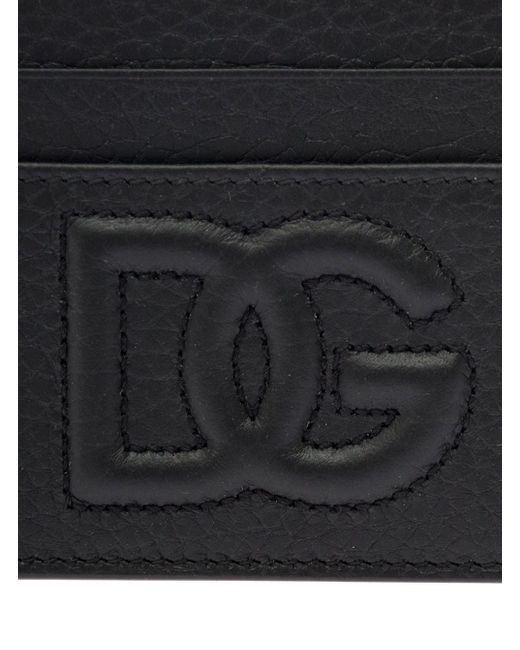 Portacarte Con Logo Trapuntato di Dolce & Gabbana in Black da Uomo