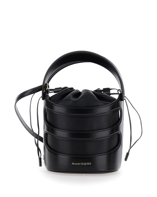 Alexander McQueen Black 'The Rise' Bucket Bag With Harness Cage