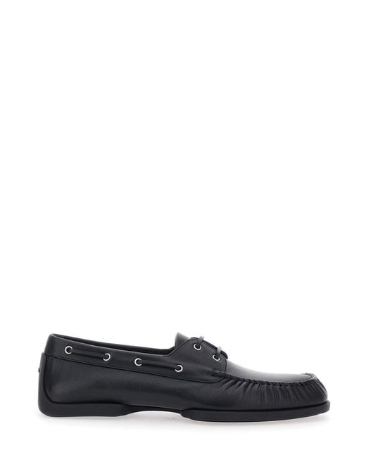 Jil Sander Black Loafers With Ruched Details And Almond Toe for men