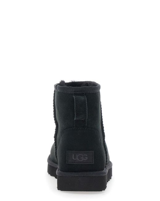Ugg Black 'Classic Mini' Ankle Boots With Logo Patch On The Rear