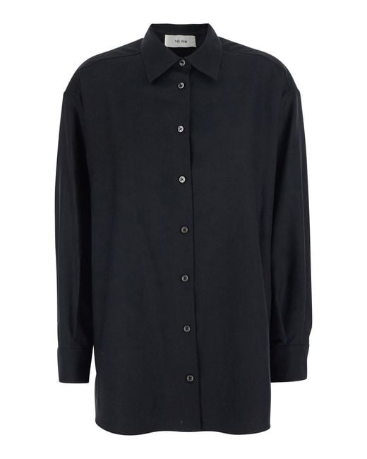 The Row Blue “Luka” Shirt With A Classic Collar And Long Sleeves