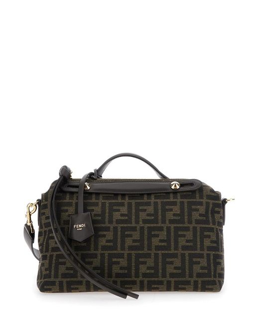 Fendi Black 'By The Way Medium' Handbags With All-Over Ff Pattern And