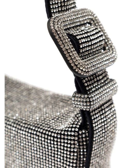 Benedetta Bruzziches Gray 'vitty La Mignon' Silver Shoulder Bag With Gem Embellishment In Rhinestone Mesh