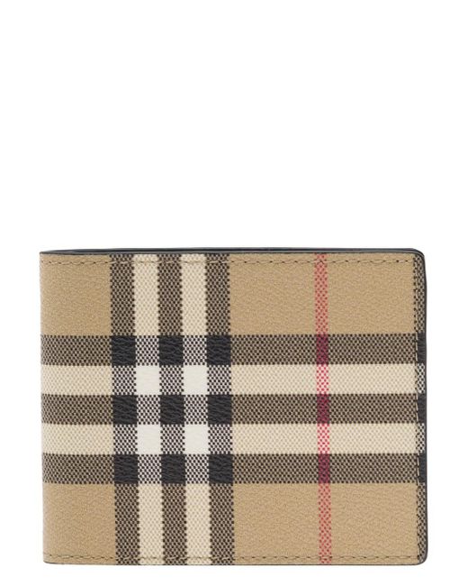 Burberry Gray Bi-Fold Wallet With Check Motif for men