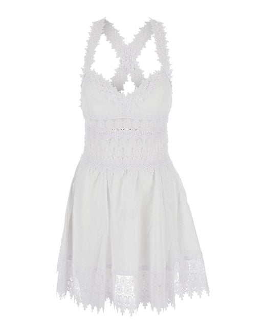 Charo Ruiz White Marilyn' Dress With Crossed Straps