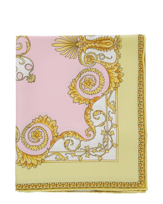 Versace Metallic Scarf With All-Over Baroque Print