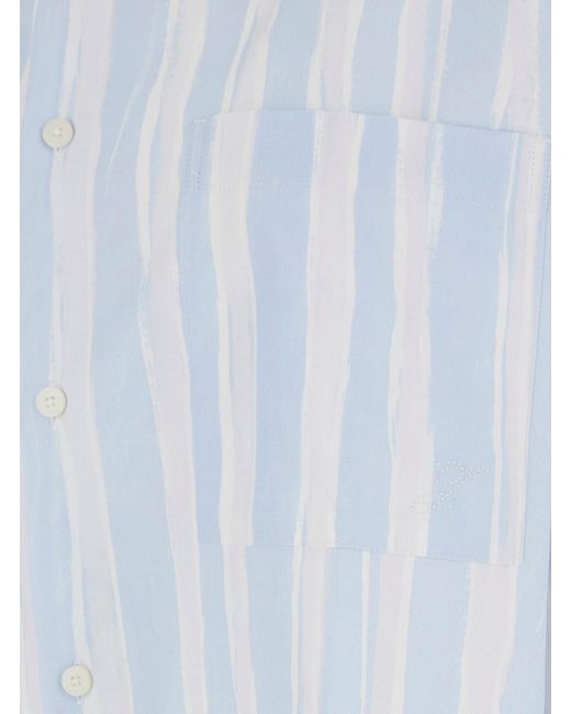 Jacquemus Blue 'La Chemise Camargue' Light Shirt With Classic Collar And All-Over Striped Motif for men