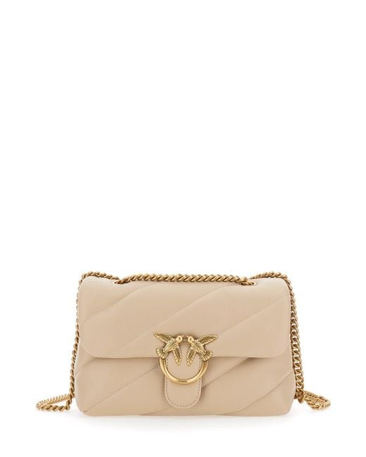 Borsa A Tracolla 'Love Classic Puff' Con Maxi Trapuntatura Obliq di Pinko in Natural