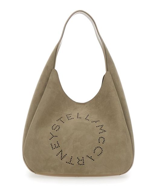 Stella McCartney Gray Shoulder Bag With Maxi Logo Lettering On The Front