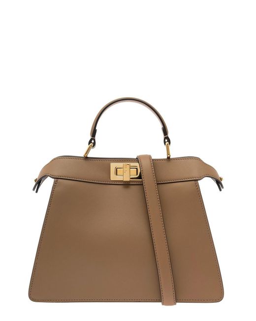 Fendi Brown Peekaboo Mini Leather Handbag