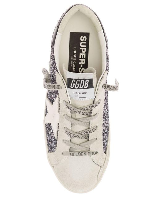 Golden Goose Deluxe Brand White 'Superstar' Low Top Sneakers With Glitters