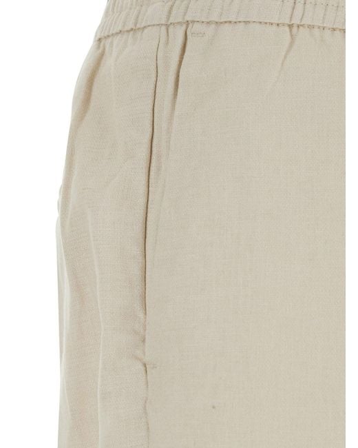 Calvin Klein Natural Pants Straight Linen Pull On With Elastic Waist And Side Pockets for men