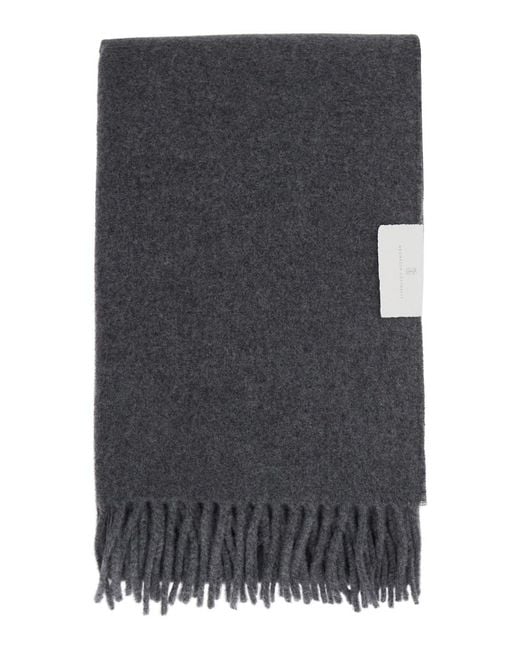 Brunello Cucinelli Gray Scarf With Fringed Hem And Brushed Finish