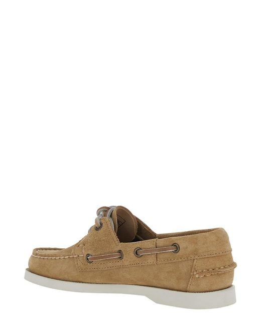 Sebago Brown 'Portland Flesh Out' Loafers With Rounded Toe