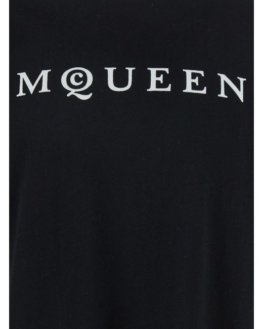 T-Shirt Girocollo Con Stampa Logo Sul Fronte di Alexander McQueen in Black da Uomo