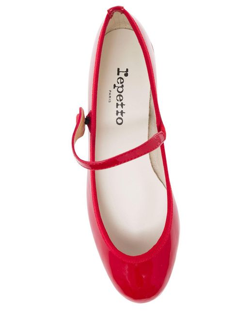 Repetto Red 'Rose' Mary Janes With Strap