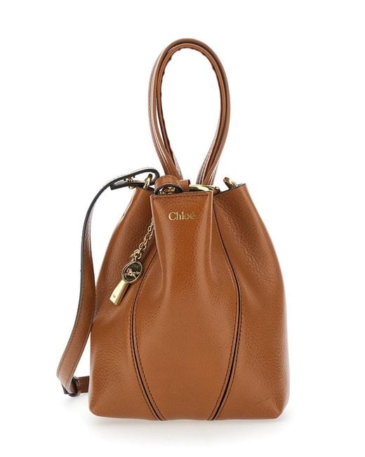 Chloé Brown Shoulder Bag Spin Leather