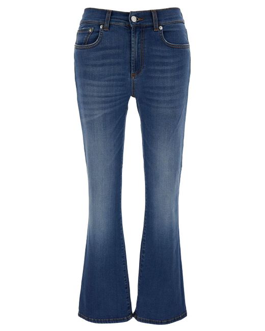 Jeans a cinque tasche svasati in denim di misto cotone azzurro di Roy Rogers in Blue