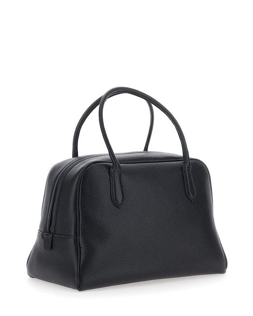 NOTHING WRITTEN Black Handbag With Leather Handles And Front Pocket