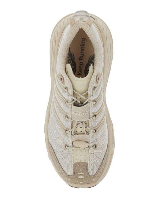 Hoka One One White 'Stinson Evo Og' Sneakers With Drawstring Closure And Logo Patch On The Tongue