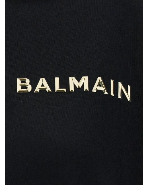 Balmain Black Laminated Cropped T-Shirt