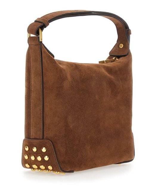 Tod's Brown Sacca Mini Gommino Metallico