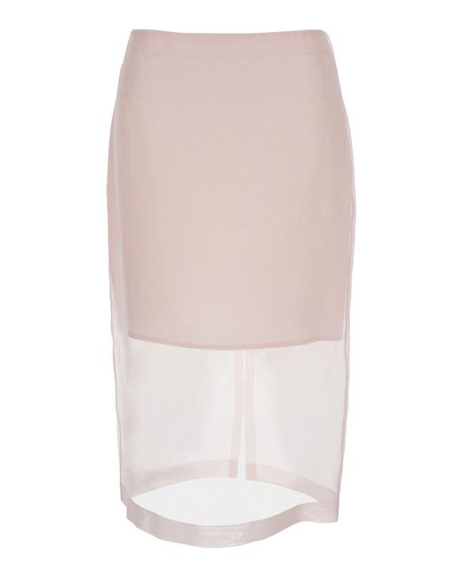 FEDERICA TOSI White Skirt With Back Zip Closure And Semi-Transparent De