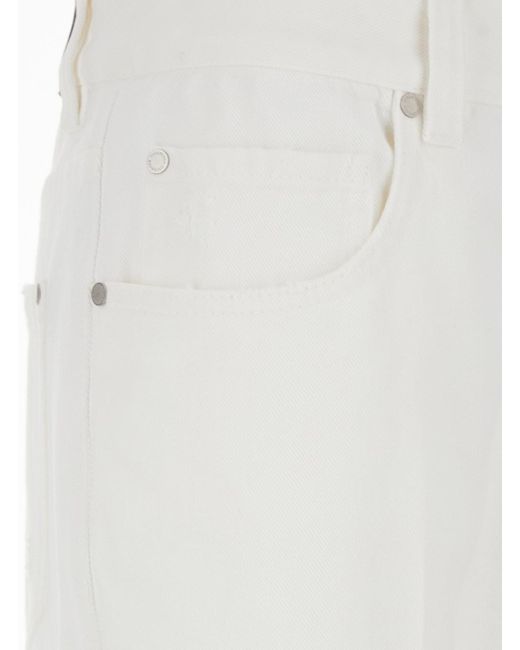 Brunello Cucinelli White Five-Pocket Patns With Logo Patch On The Back