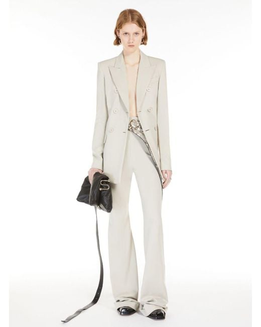 Sportmax Gray 'Frizzo' Double-Breasted Jacket With Peak Revers
