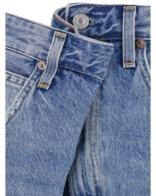 Agolde Blue Jeans With Front-Fold Design And Logo Patch On The Rear
