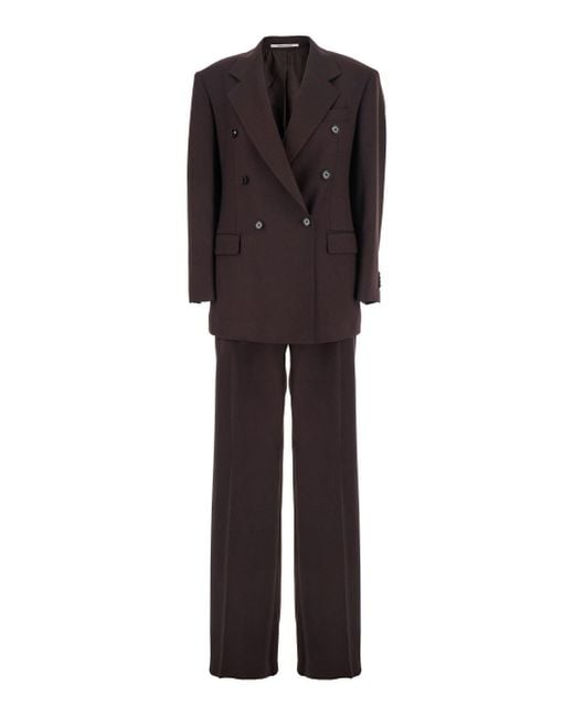Completo Doppiopetto Con Revers Classici di Tagliatore in Brown